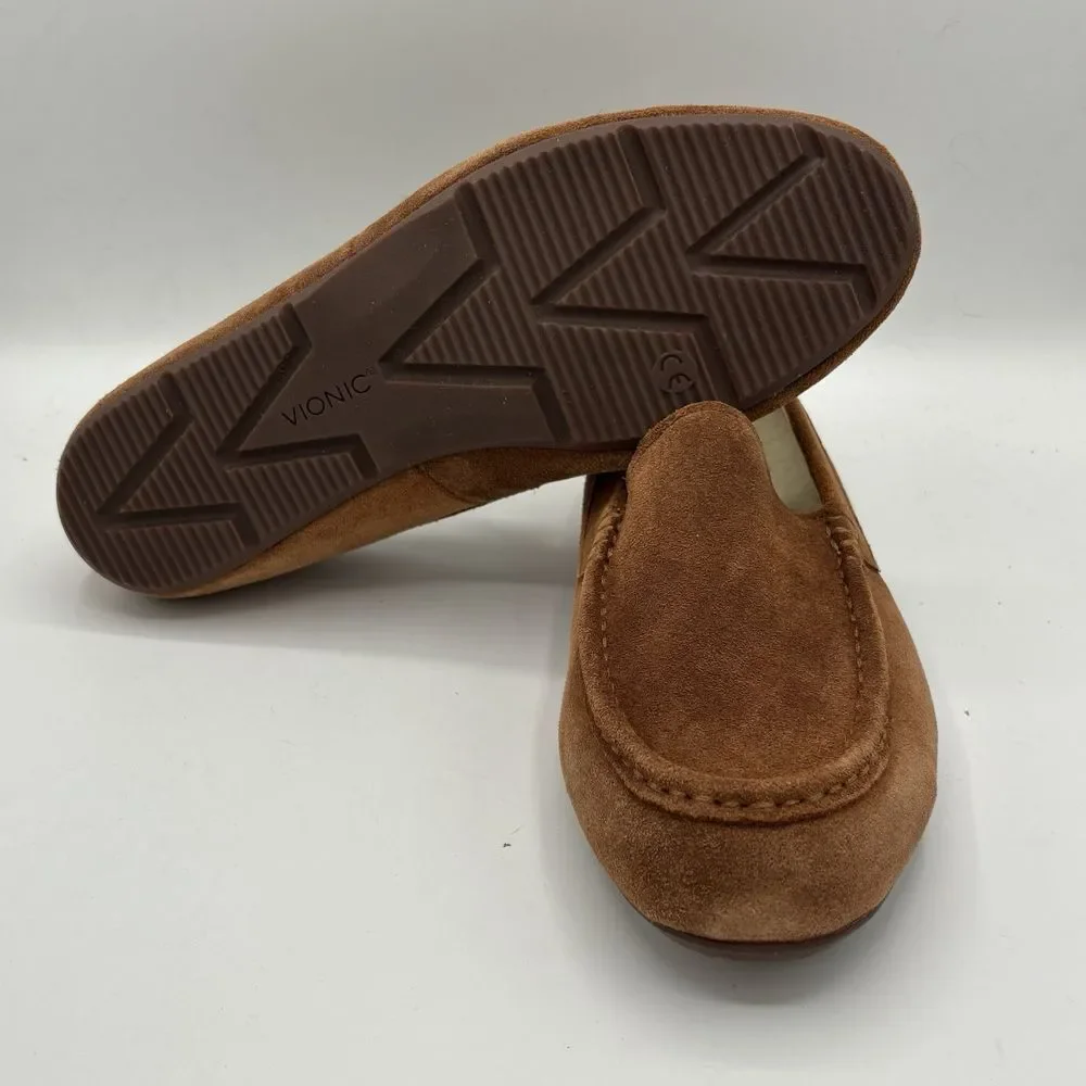 Vionic‎ Tompkin Suede Driving Loafer Shoe Slipper Men's 8 Brown Sherpa Insole